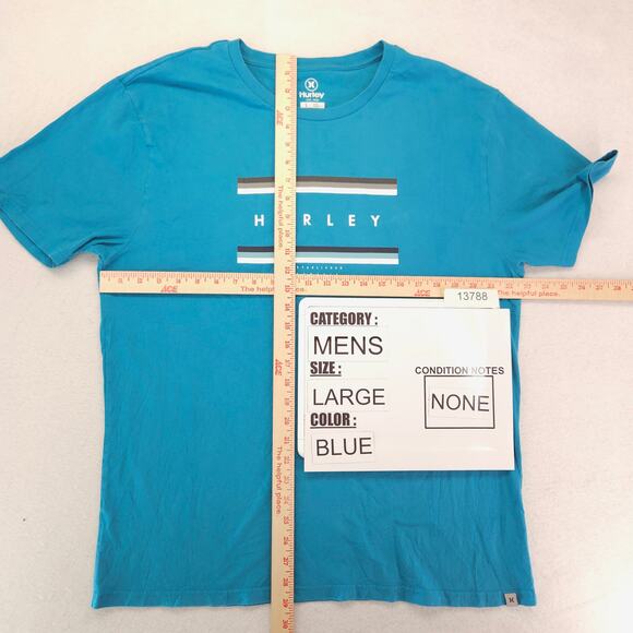 Hurley Casual Crew Neck Graphic T-Shirt Mens Size Large L Blue - Picture 5 of 10